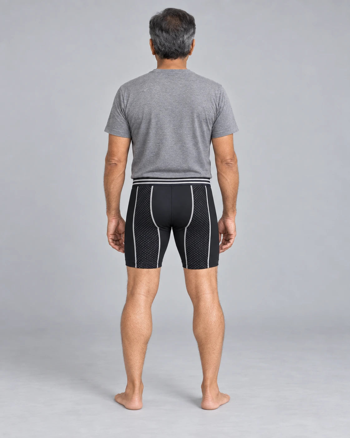 Ashby Boxer boxer briefs in black, back view on a man in his fifties