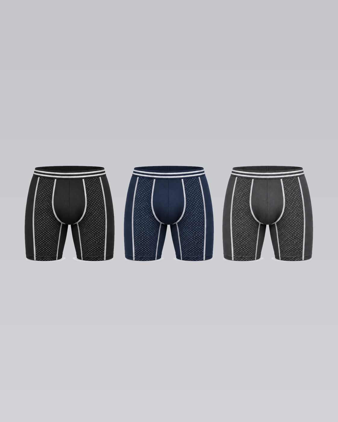 Ashby Boxer mixed 3-pack: black, navy and charcoal boxer briefs